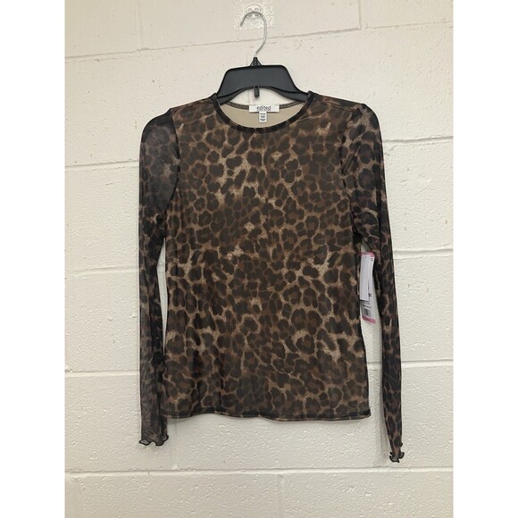 Edited by Remi Bader Women's Long Sleeve Mesh Top Size S Small Leopard Print - Picture 4 of 11